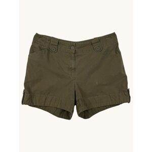 New York & Company Olive Green Cotton Chino Shorts Womens Size 6 Cuffed Utility